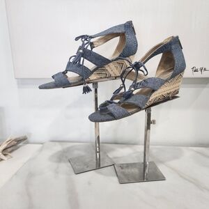 [ BANDOLINO] Women's size 8.5 blue/ mix, strappy wedge heel sandal